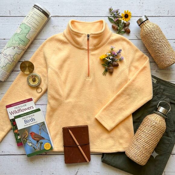 L.L. Bean Tops - L.L. Bean Fleece Pullover Jacket Women's XL Butter Yellow Quarter Zip Gorpcore